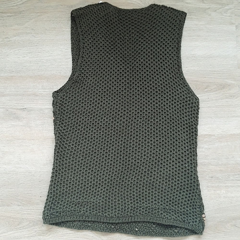 Liz Claiborne Green Knit Sweater Vest with Wooden Beads Size Large - Picture 10 of 10